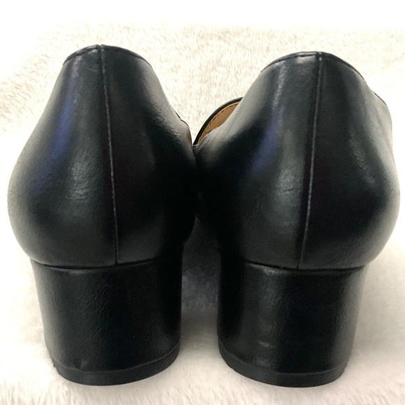 BLACK CASUAL MINIMALIST COMFORT SLIP ON CHUNKY BLOCK HEEL DRESSY LOAFER SZ 8.5M - Picture 10 of 12